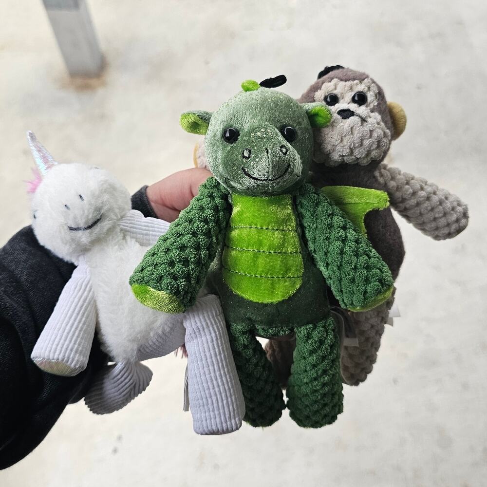Set of 3 Scentsy Buddy Clip On Friends Unicorn Dragon Monkey White Green Brown
